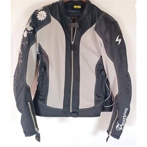 Scorpion EXO Motorcycle Jacket Black Gray Mesh Floral Embellishment L NWOT‎